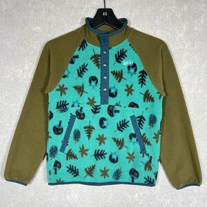 REI Co-Op Fleece Jacket Youth Medium 10-12 Green 1/2 Snap Sweatshirt Sweater
